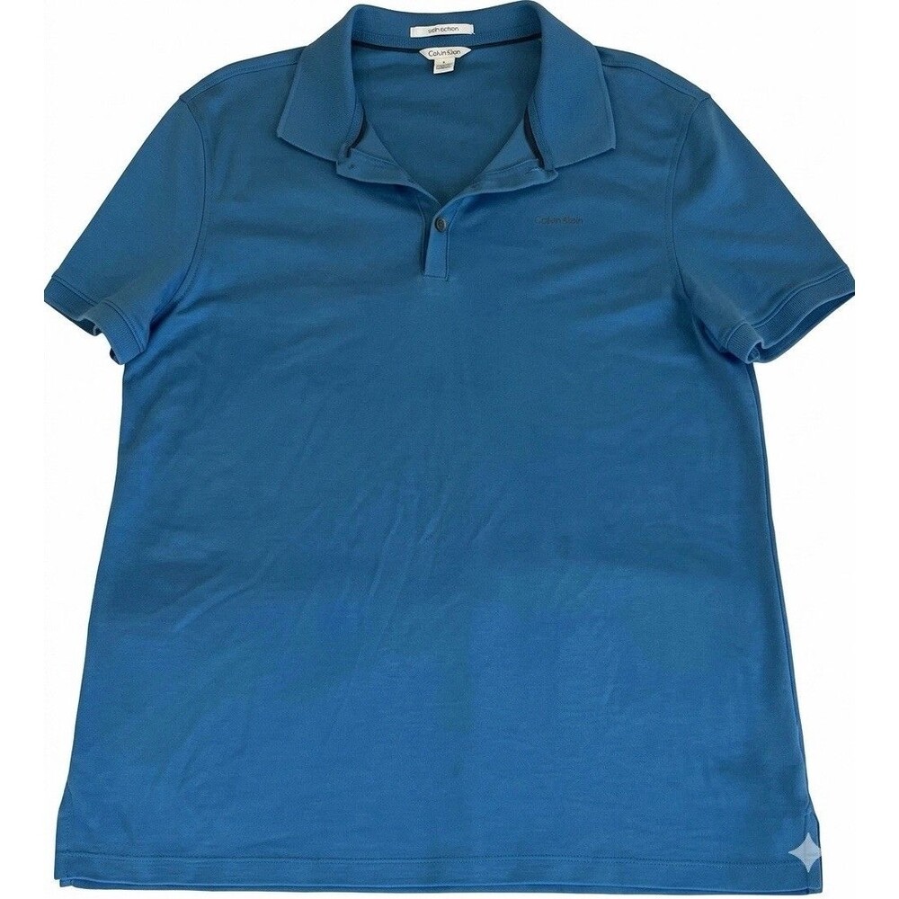 Calvin Klein Liquid Cotton Polo, Turquoise Blue, Size Medium